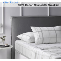 Thumbnail for Accessorize Cotton Flannelette Sheet Set Checkered Single