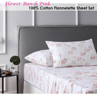 Thumbnail for Accessorize Cotton Flannelette Sheet Set Flower Bunch Pink King