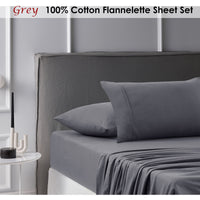 Thumbnail for Accessorize Cotton Flannelette Sheet Set Grey Double