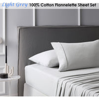 Thumbnail for Accessorize Cotton Flannelette Sheet Set Light Grey Single