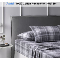 Thumbnail for Accessorize Cotton Flannelette Sheet Set Plaid Single