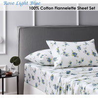 Thumbnail for Accessorize Cotton Flannelette Sheet Set Rose Light Blue Double