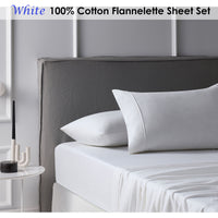 Thumbnail for Accessorize Cotton Flannelette Sheet Set White Double