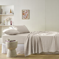 Thumbnail for Vintage Design Homewares Natural French Linen Sheet Set Super King