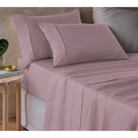 Thumbnail for Vintage Design Homewares Pale Mauve Hemp Sheet Set Queen
