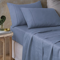 Thumbnail for Vintage Design Homewares Sky Blue 100% Hemp Sheet Set King