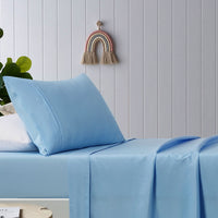 Thumbnail for Happy Kids Blue Plain Dyed Microfibre Sheet Set Single