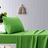 Thumbnail for Happy Kids Green Plain Dyed Microfibre Sheet Set Double