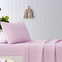 Thumbnail for Happy Kids Pink Plain Dyed Microfibre Sheet Set Single