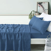 Thumbnail for Vintage Design Homewares 100% Linen Brilliant Blue Sheet Set King