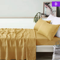Thumbnail for Vintage Design Homewares 100% Linen Ochre Sheet Set Double