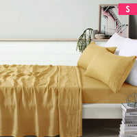 Thumbnail for Vintage Design Homewares 100% Linen Ochre Sheet Set Single