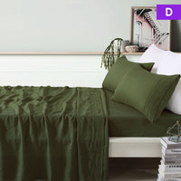 Thumbnail for Vintage Design Homewares 100% Linen Olive Sheet Set Double