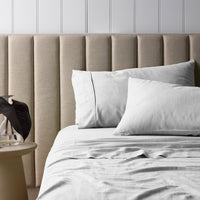 Thumbnail for Vintage Design Homewares White Vintage Washed Linen Cotton Blend Sheet Set Single