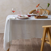 Thumbnail for Vintage Design Homewares White French Linen Tablecloth 130cm x 180cm