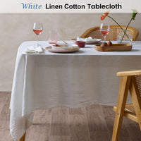 Thumbnail for Vintage Design Homewares White French Linen Tablecloth 130cm x 180cm