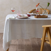 Thumbnail for Vintage Design Homewares White Vintage Washed Linen Cotton Tablecloth 150x300cm