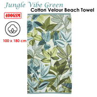 Thumbnail for Bedding House Jungle Vibe Green Cotton Velour Beach Towel