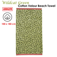 Thumbnail for Bedding House Wildcat Green Cotton Velour Beach Towel