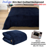 Thumbnail for J Elliot Home Indigo King Bim Beri Quilted Bedspread with bonus standard pillowcases