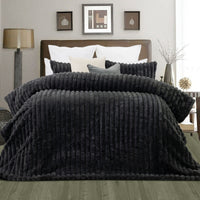 Thumbnail for Jane Barrington Arna Charcoal 3 Pcs Channel Faux Bunny Fur Comforter Set King