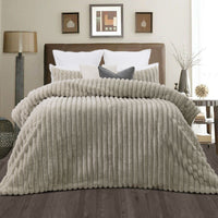 Thumbnail for Jane Barrington Arna Natural 3 Pcs Channel Faux Bunny Fur Comforter Set Queen