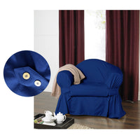 Thumbnail for IDC Homewares Cotton Sofa Cover Navy (also known as Pacific Blue) 1 Seater 54 x 245 cm