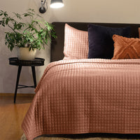 Thumbnail for J.Elliot Home Adela Clay Pink Velvet Quilted Coverlet Set Queen/King