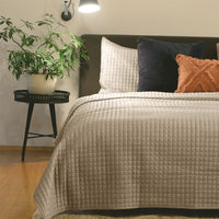 Thumbnail for J.Elliot Home Adela Sandstone Velvet Quilted Coverlet Set Queen/King
