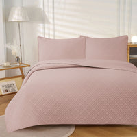 Thumbnail for Jane Barrington Morris Blush Ultrasonic Embossed Lightly Quilted Reversible Coverlet Set King