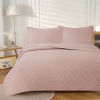 Thumbnail for Jane Barrington Morris Blush Ultrasonic Embossed Lightly Quilted Reversible Coverlet Set Queen