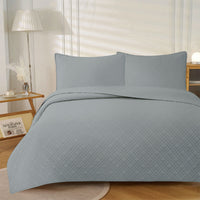Thumbnail for Jane Barrington Morris Dark Grey Ultrasonic Embossed Lightly Quilted Reversible Coverlet Set King