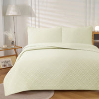 Thumbnail for Jane Barrington Morris Light Cream Ultrasonic Embossed Lightly Quilted Reversible Coverlet Set King