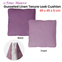 Thumbnail for 2-Tone Mauve Gusseted Linen Texture Look Filled Cushion 45 x 45 x 6 cm