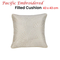 Thumbnail for IDC Homewares Pacific Embroidered White Filled Cushion 43 x 43 cm