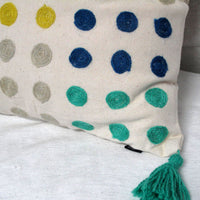 Thumbnail for J.Elliot Home Polka Dots Tassel Blue Filled Cushion 43 x 43 cm