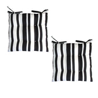 Thumbnail for Set of 2 Outdoor Polyester Striped Chair Pads 40 x 40cm White Black