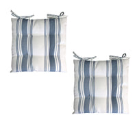 Thumbnail for Set of 2 Outdoor Polyester Striped Chair Pads 40 x 40cm White Blue