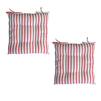 Thumbnail for Set of 2 Outdoor Polyester Striped Chair Pads 40 x 40cm White Red