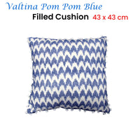 Thumbnail for J.Elliot Home Valtina Pom Pom Blue Filled Cushion
