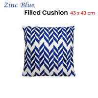 Thumbnail for J.Elliot Home Zinc Embroidered Blue Filled Cushion 43 x 43 cm
