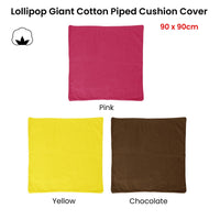 Thumbnail for IDC Homewares Lollipop Extra Large Cotton Piped Square Cushion Cover 90 x 90 cm Chocolate