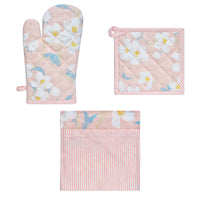 Thumbnail for Set of 3 Renee Cotton Cover Kitchen Textile Rose Pink