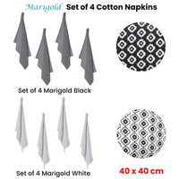 Thumbnail for Set of 4 Christopher Vine Marigold Cotton Napkins 40cm x 40cm Black