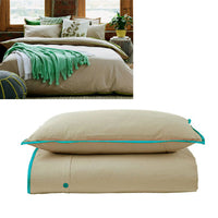Thumbnail for Jane Barrington Cotton Quilt Cover Set Taupe/Emerald Single