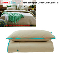 Thumbnail for Jane Barrington Cotton Quilt Cover Set Taupe/Emerald Single