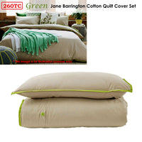 Thumbnail for Jane Barrington Cotton Quilt Cover Set Taupe/Green Double