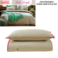 Thumbnail for Jane Barrington Cotton Quilt Cover Set Taupe/Hot Pink Queen