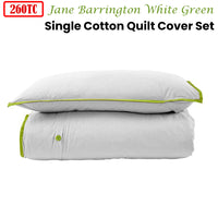 Thumbnail for 260TC 100% Cotton Quilt Cover Set Single White Green