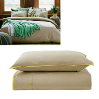 Thumbnail for Jane Barrington Cotton Quilt Cover Set Taupe/Sunshine Yellow Queen